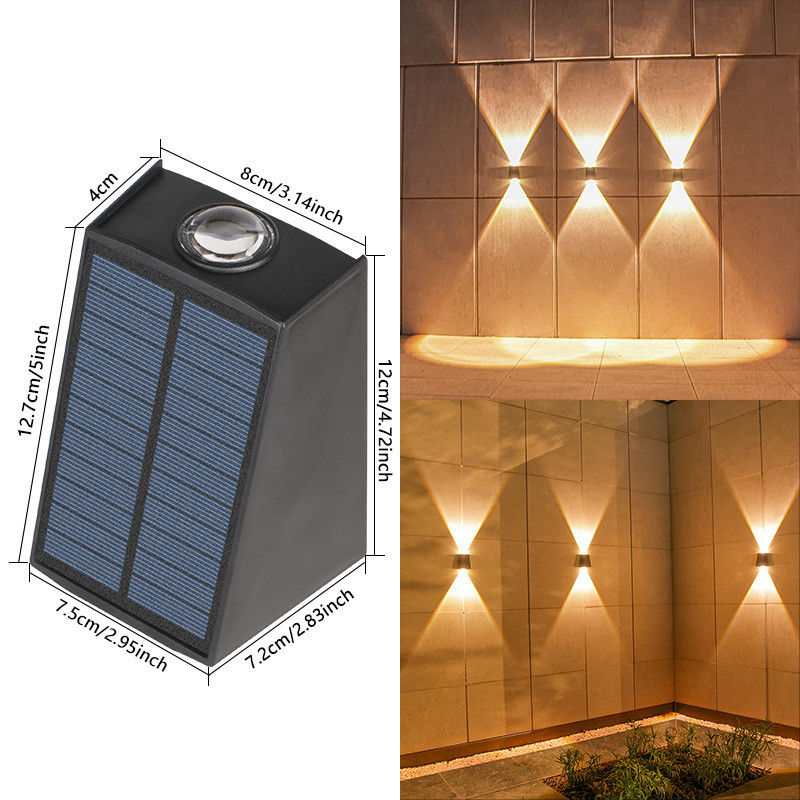 Lampgroottes 12,7*4*8*12*7,2*7,5cm Zonnewandlicht voor buiten waterdicht tuinversiering